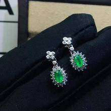 Natural Emerald Ellipse Gemstone Earrings S925 Pure Silver Fine Fashion Charming Wedding Jewelry for Women Free Shipping 2024 - buy cheap