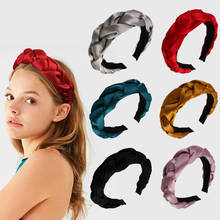 Vintage Bohemian Stain Braided Headband Wide Hairband Solid color fashion Hair Accessories 2024 - buy cheap