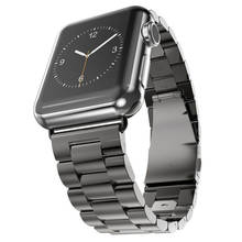 Correa para Apple Watch Series 6, 5, 4, 3, 2, correa de 40mm, 44mm, 42mm, pulsera de acero inoxidable negra, adaptador para iWatch Band 4, 3, 38mm 2024 - compra barato