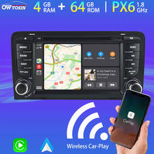 7 "PX6 4 + 64G Android 9,0 автомобильный DVD мультимедийный плеер для Audi A3 S3 RS3 RNSE-PU 2003-2013 TDA7850 Bluetooth 5,0 GPS Радио HDMI IPS 2024 - купить недорого