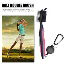 Clube de golfe escova sulco mais limpo com retrátil zip line + mosquetão ferramenta limpeza para golfe ferros madeiras golfe acessórios ferramentas 2024 - compre barato