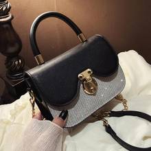 Contrast color Tote bag 2020 Fashion New High quality PU Leather Women's Designer Handbag Lock Chain Shoulder Messenger Bag 2024 - buy cheap