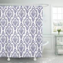 Delft Navy Blue White Damask Fancy Pattern Old Victorian Shower Curtain Waterproof Polyester Fabric 72 x 78 Inches with Hooks 2024 - buy cheap