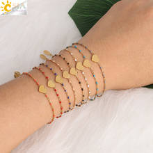 CSJA Stainless Steel Bracelets for Women Miyuki Bracelet Gold-color Link Chain Love Heart Lover Girlfriend Armband Pulseras S412 2024 - купить недорого