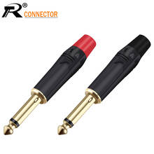 2PCS New Jack 6.35 MONO Plug with Mute Switch Big Two-pin MONO Mute Plug Smooth Black Gold-plated 6.5mm Microphone Connector 2024 - buy cheap