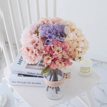 Flores artificiales de hortensia de alta calidad para decoración del hogar, accesorios de decoración familiar, flores falsas de seda 2024 - compra barato