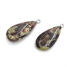 2020 Natural Stone Picasso Jades Pendants Jewelry Water Drop Shaped Pendant making for Jewelry DIY Necklace Size 17x35 Mm 2024 - buy cheap