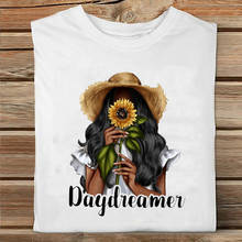 Camiseta de manga corta con estampado de girasol para mujer, ropa con estampado de dibujos animados, camiseta estampada para mujer 2024 - compra barato