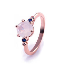 Женское Обручальное кольцо, розовое золото, с матовым цирконом и опалом, 2021 2024 - купить недорого
