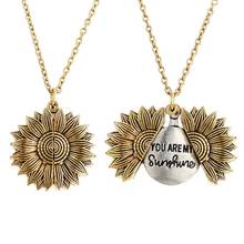 2020 New Women Gold Silver Color Necklace You are my Sunshine Sunflower Pendant Jewelry Necklace 2024 - buy cheap
