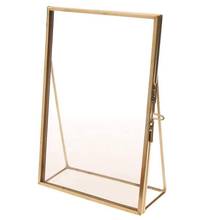 Simple Antique Rectangular Freestanding Transparent Glass Photo Frame for Home Decoration - Gold, 10.2 x 15.3 cm 2024 - buy cheap