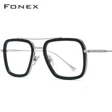 FONEX Pure Titanium Acetate Tony Stark Eyeglasses Frame Men Myopia Optical Edith Glasses Prescription Iron Spider Eyewear 8512 2024 - buy cheap