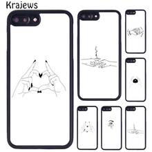 Krajews branco esboço aleatório estética acessórios para iphone 5 6 s 7 8 plus 11 pro x xr xs max samsung galaxy s6 s7 s8 s9 s10 2024 - compre barato