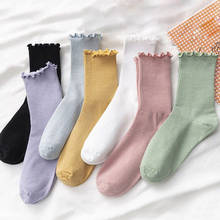 Fashion Ruffles Soft Cotton Women Socks Top Quality Solid Color Cute Socks Sweet Princess Girl Cozy Lovely Frilled Socks 2024 - buy cheap