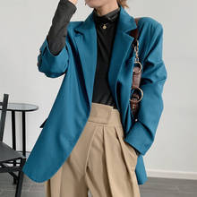 2021 Women Spring Coat Turn Down Collar Blue Blazer Feminino Vintage Ladies Coat Casaco Feminino Tops For Women Clothes 2024 - buy cheap