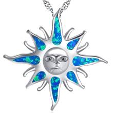 Hot Sell Sun Flower Chain Necklaces for Girl Birthday Gift Blue Fire Opal Pendant Necklace Women Fashion Boho Jewelry 2024 - buy cheap