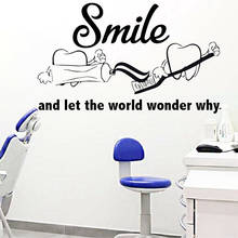 Зуба с простым наклейки-цитаты на стену для стоматологического художественное оформление современного уход за зубами витрину самоклеящиеся настенные наклейки Y615 2024 - купить недорого