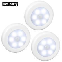 3pcs 6 LEDs PIR Body Motion Sensor light Led night light Battery for Closet, Stairs, Basement Hallway Cabinet luminarias 2024 - buy cheap