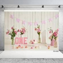 Cenário para fotografia de 1 ano de aniversário, pano de fundo para meninas recém-nascidas com flores e rosas, para estúdio fotográfico 2024 - compre barato