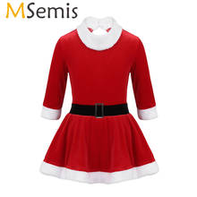 MSemis-ropa de Navidad para niñas pequeñas, vestido de patinaje sobre hielo, leotardo de Ballet de manga larga, traje de baile de Papá Noel para señora 2024 - compra barato