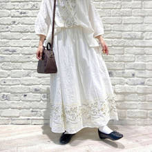 Trajnatural saia japonesa bordada floral, saias femininas vintage de verão 2021 linho de algodão com cintura elástica 3 cores saia de linho a- 2024 - compre barato