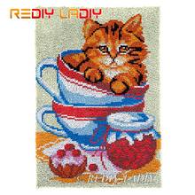 Latch Hook Rug Chunky Yarn Tapestry Kits DIY Carpet Rug Cat in a Cup Knitted Floor Mat Crochet Cushion Arts & Crafts 58*87cm 2024 - buy cheap
