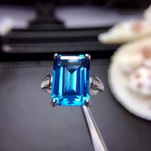Anillo clásico de Topacio azul profundo para mujer, joyería de plata de ley 925 auténtica, anillo de topacio natural de talla grande, buen color, regalo para niña 2024 - compra barato
