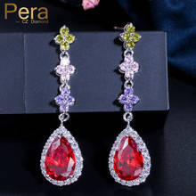 Pera-pendientes colgantes de circonia cúbica para mujer, aretes grandes, Estilo Vintage, indio, verde y rojo, para boda, fiesta de graduación, E158 2024 - compra barato