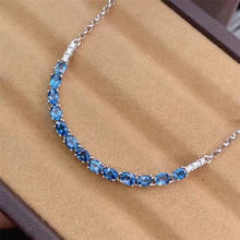 Лондон Голубой топаз браслет 3*4 мм натуральный драгоценный камень, хорошее ювелирное изделие, настоящее 925 стерлингового серебра для женщин Подарок на годовщину, бесплатная доставка 2024 - купить недорого