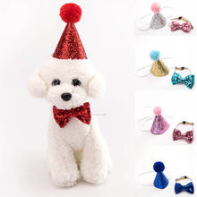 Birthday Party Tools Dog Birthday Bowknot 1 Set Pet Accessory Costume Headwear Hat Cat Cap Cute Adjustable  Sequin Design 2024 - buy cheap