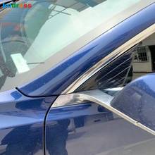 Capa de fibra de carbono para janela da frente do carro, adesivo para tesla model 3 2018 2019 2020 2021, acessórios de guarnição, 2 peças 2024 - compre barato