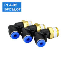 High quality PL4-02 of 10 pcs , 1/4" Male Thread to 4mm Elbow Pneumatic Connector Fittings 2024 - buy cheap