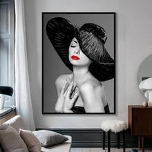 Beauty Woman with Red Lips Wall Art Canvas Poster Painting Posters and Prints Wall Art Pictures for Home Decor (No Frame) 2024 - buy cheap