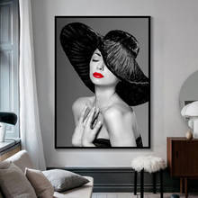 Beauty Woman with Red Lips Wall Art Canvas Poster Painting Posters and Prints Wall Art Pictures for Home Decor (No Frame) 2024 - buy cheap