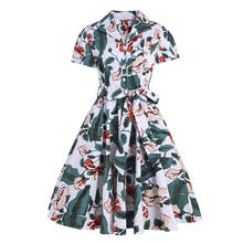 Vestido Retro de algodón con estampado botánico para mujer, con cuello vuelto ropa Vintage, botones, para verano, 2021 2024 - compra barato