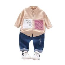 Nova Primavera Outono Meninos Roupas de Bebê Crianças Algodão Camisa Dos Desenhos Animados Calças 2 Pçs/sets Criança Traje Infantil para Crianças Fatos de Treino Casuais 2024 - compre barato