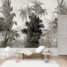 Custom Mural Wallpaper European Style Retro Hand-painted Banana Coconut Trees Leaves Fresco Living Room TV Sofa Bedroom 3D Mural 2024 - buy cheap