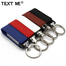 TEXT ME-memoria usb 2,0 de 4GB, 8GB, 16GB, 32GB, 64GB, 6 colores, cuero + llavero, modelo 2024 - compra barato