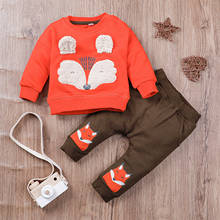 3-24Months Cute fox suit Infant Baby Girls Boys Long Sleeve Cartoon Print Tops+ Cartoon Pants Outfits disfraz elfo bebe warm M5 2024 - buy cheap