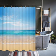 Waterproof Bathroom Shower Curtains Beach Sea Scenery Bath Curtains 3d Printing With Hooks Washable 180*180cm Polyester Cloth 2024 - buy cheap