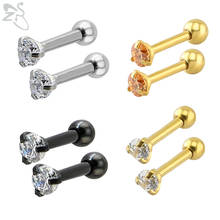ZS Stainless Steel Stud Earrings Unisex Cubic Zirconia Ear Studs Earring 4 Colors Simple Ear Helix Piercing Earrings  Jewelry 2024 - buy cheap