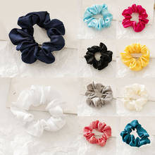 2021 New Glossy Satin Women Silk Scrunchie Elastic Handmade Multicolor Hair Band Ponytail Holder Headband Hair Accessories 2024 - buy cheap