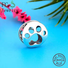 Fc jewelry pingentes originais para bracelete, autênticos 925, prata, aberta, design de pata de cachorro, contas femininas, fabricação de mãe, 2020 2024 - compre barato