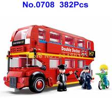 0708 382pcs Urban Uk London School Double-decker Bus Tower Bridge Building Blocks Toy 2024 - buy cheap