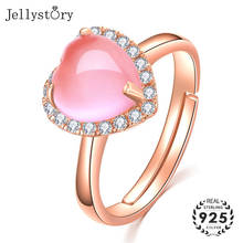 Jellystory Trendy Women Ring 925 Sterling Silver Heart Design Pink Gemstone Jewelry Hot Selling Engagement Gifts Wholesale 2020 2024 - buy cheap