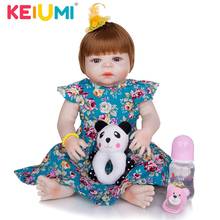 KEIUMI 23 Inch Lifelike Baby Reborn Doll Menina Whole Silicone Vinyl Realistic Baby Toys With Wig Hair For Kids Xmas Gift 2024 - buy cheap