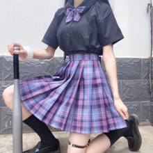2020 púrpura de las mujeres a cuadros plisado falda de cintura alta de Corea Harajuku japonés Corea lindo Sexy Mini vestido faldas Anime Cosplay 2024 - compra barato