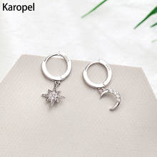 Karopel-pendientes de aro de Plata de Ley 925 con forma de luna y Estrella, joyería de circonita, 2021 2024 - compra barato