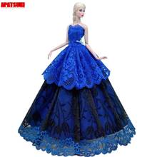 Vestido de flores para boda de encaje azul real, ropa para muñeca Barbie, trajes, bata de fiesta multicapa para muñecas BJD 1/6, accesorios de Juguetes 2024 - compra barato