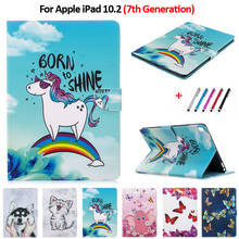 Capa para ipad geração 7, capa 10.2 para tablet kawaii unicórnio gato cachorro apple ipad 10.2 2019 a2198 2024 - compre barato